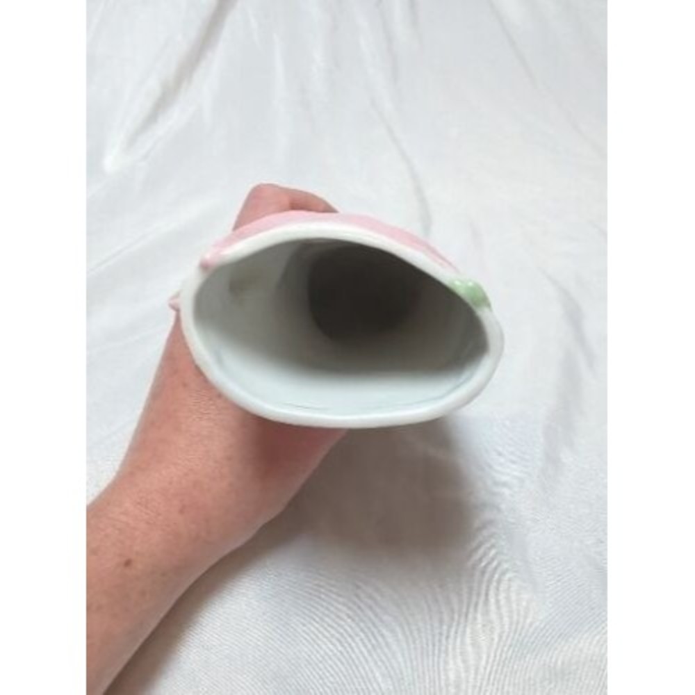 Vintage Goldfish Beta Fish Curve Ceramic Vase 6" Pink Green Made In China - Picture 6 of 11
